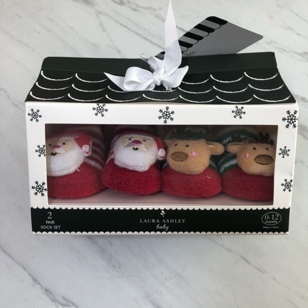 Laura Ashley Socks Baby Christmas 2 Pair Box Set